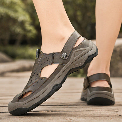 Damen Sandalen Leder Atmungsaktiv Sommerlich