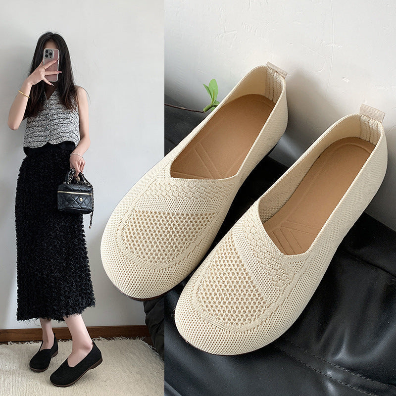 Damen Ballerinas Atmungsaktiv Elastisch Bequem