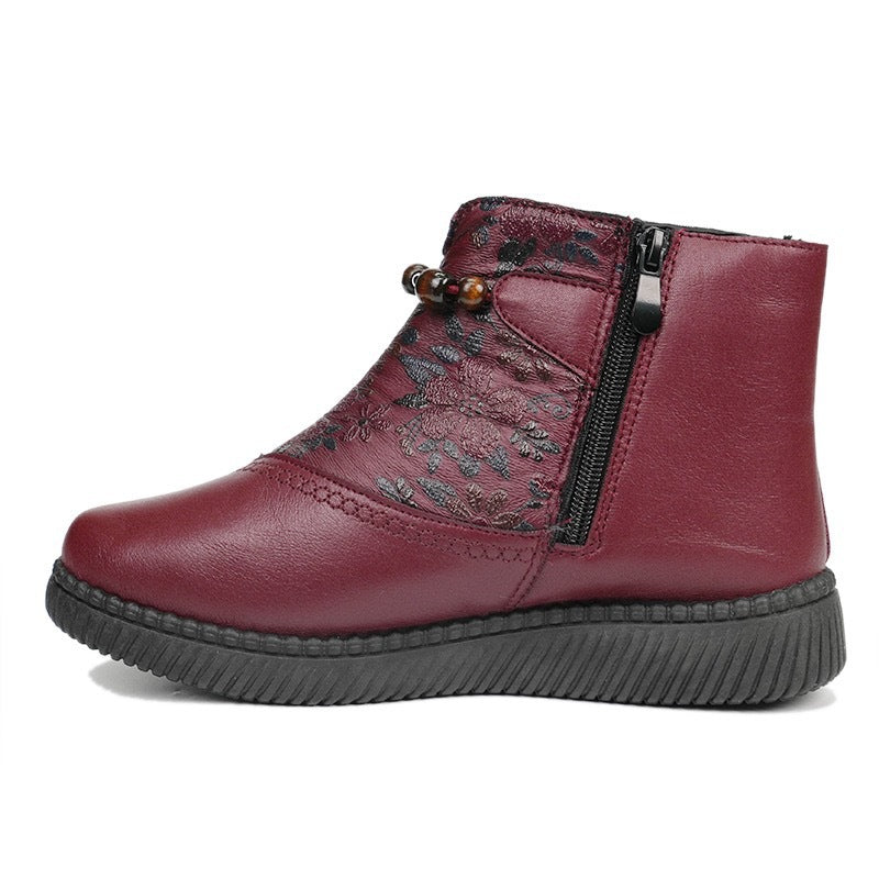 Damen Ankle Boots Schnürverschluss Elegant Floral