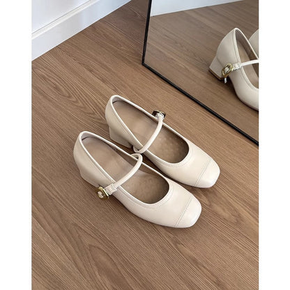 Damen Mary Jane Ballerinas Komfortabeler Blockabsatz