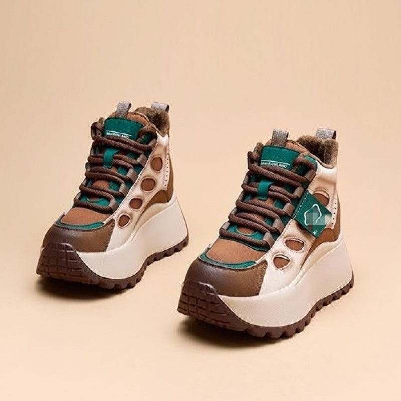 Damen High- Sneaker Sportlich Blockabsatz