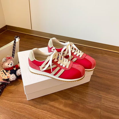 Damen Retro Sneaker Wildleder Optik