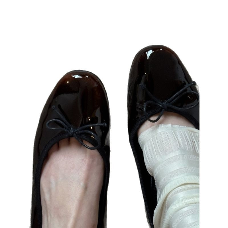 Damen Ballerinas Glänzend Lack Bequem