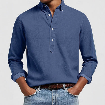 Herren Langarmhemd Slim Fit Moderner Kragen