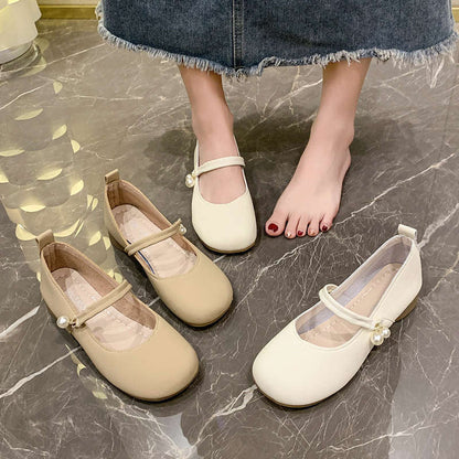 Damen Ballerinas Elegante Perlen Details