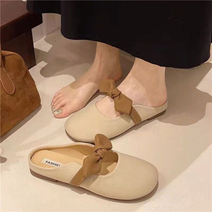 Damen Ballerinas Weiches Leder Mit Schleifen Detail
