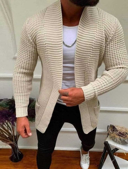 Herren Strickjacke Tiefkragen Modern Struktur Optik