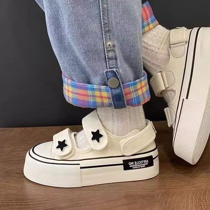 Damen Sneaker Klettverschluss Stern Applikation