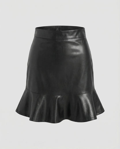 Damen Minirock Kunstleder