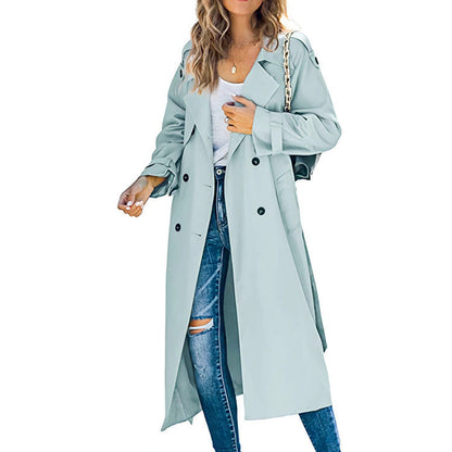 Damen Trenchcoat Elegant Gürtel Knöpfe