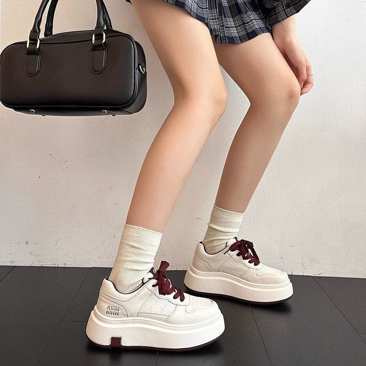 Damen Plattform Sneaker Rutschfeste Sohle Modisch