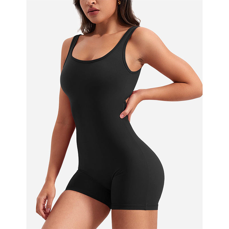 Damen Jumpsuit Sportlich Figurformend Rückenausschnitt