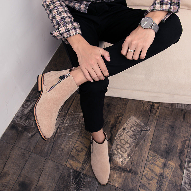 Damen Stiefel Ankle Boots Wildleder Reißverschluss
