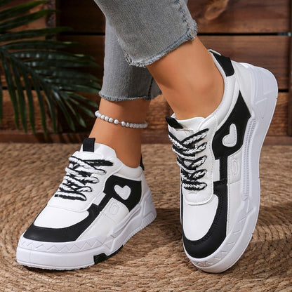 Damen Sneaker mit Herz Applikation Modisch Rosa