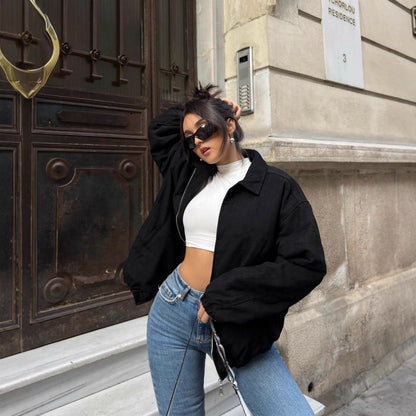 Damen Oversized Jacke Mit Taschen Eleganter Schnitt