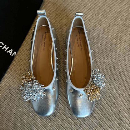Damen Ballerinas mit Schmuckapplikationen Bequem