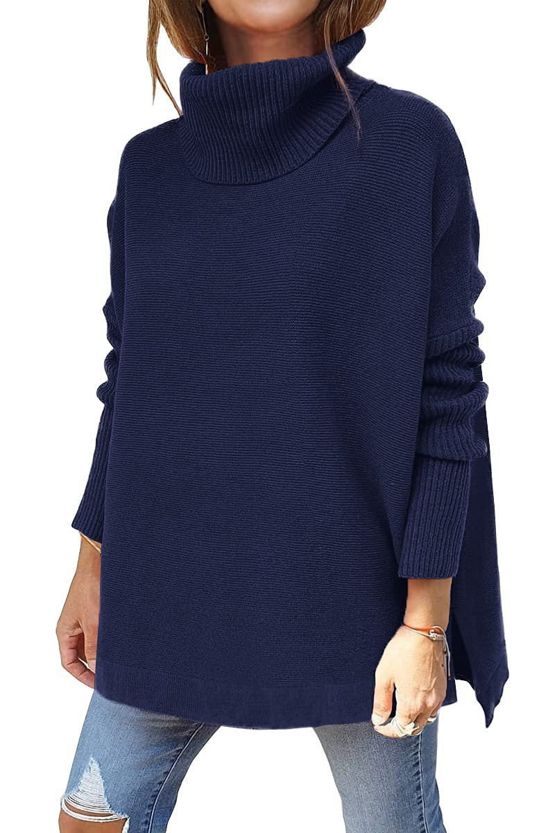 Damen Oversized Rollkragenpullover Großmasche Strick