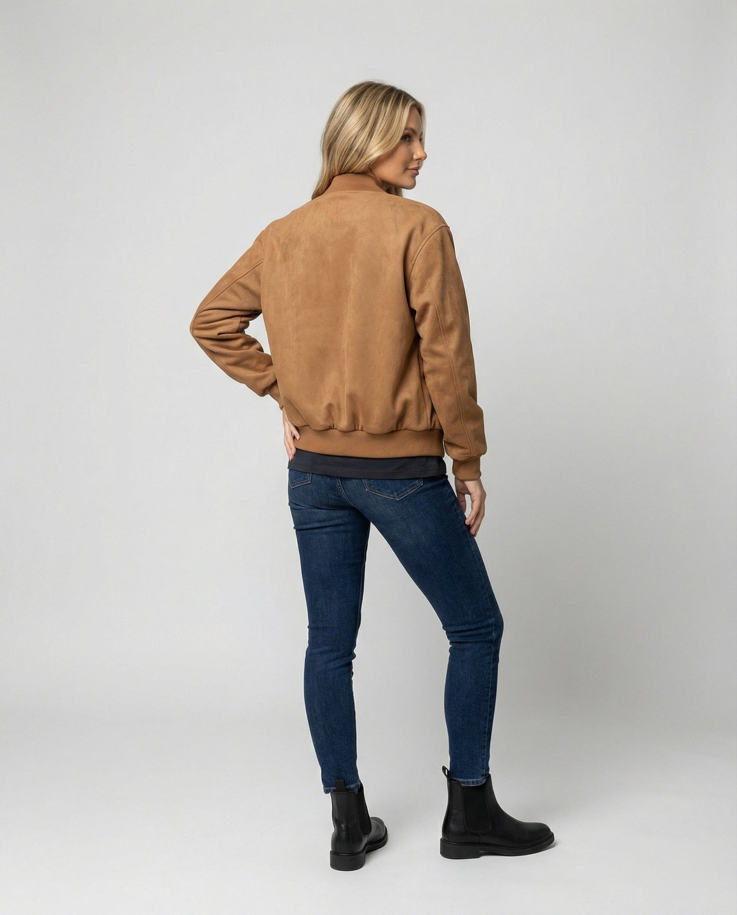 Damen Braun Wildlederjacke Locker Herbst