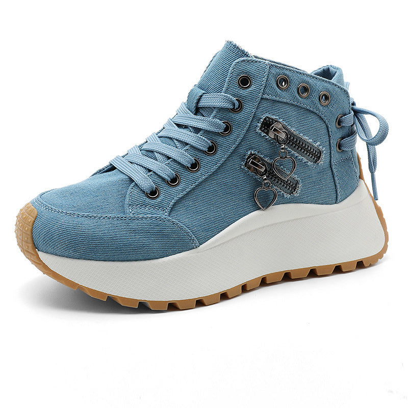 Damen High- Sneaker Sportschuhe Mit Reißverschluss