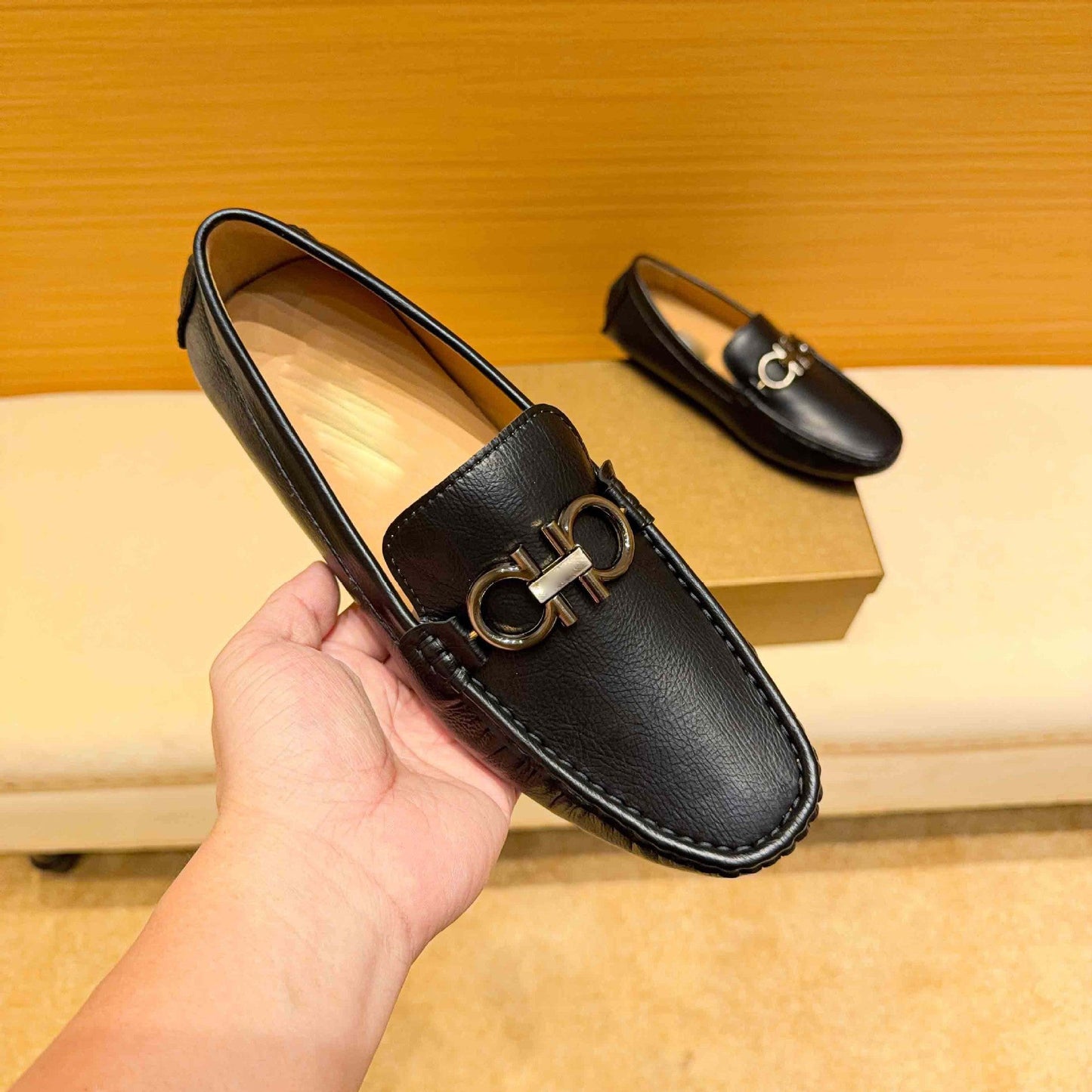 Damen Mokassins Leder Elegante Schuhe