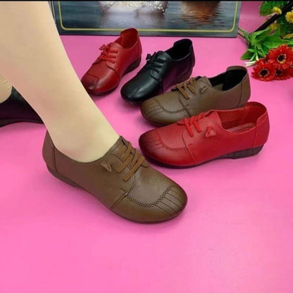Damen Ballerinas Bequem Schnürsenkel
