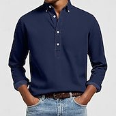 Herren Langarmhemd Slim Fit Moderner Kragen