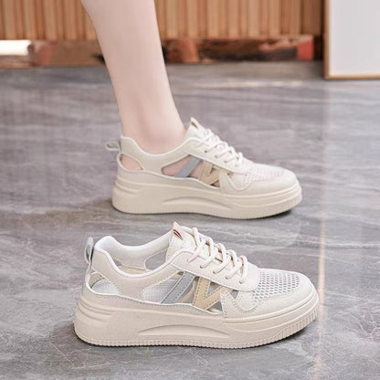 Damen Sneaker Atmungsaktives Mesh Chunky Schuhe Cut-Out-Design