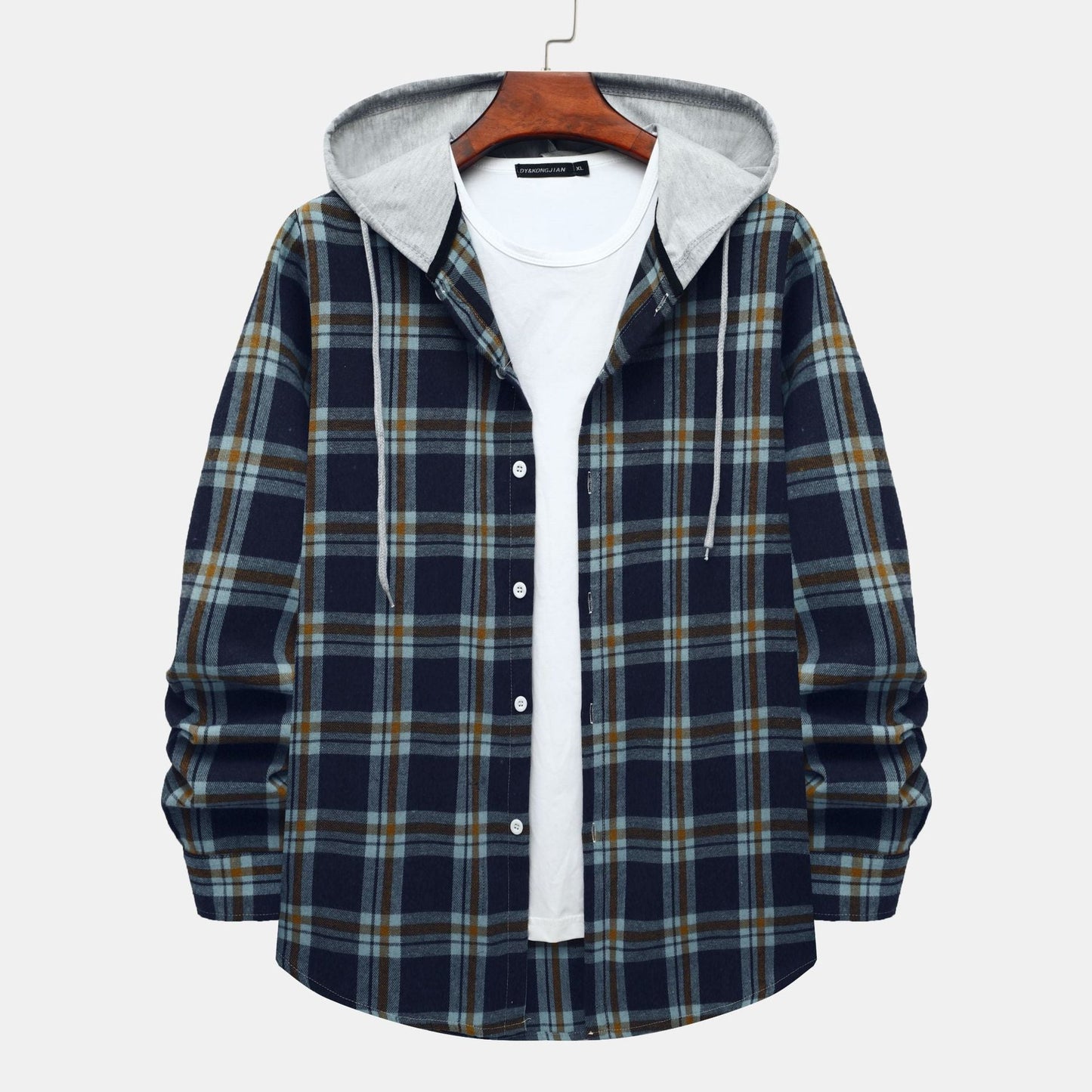 Damen Hoodie Kariertes Kapuzenhemd Baumwolle