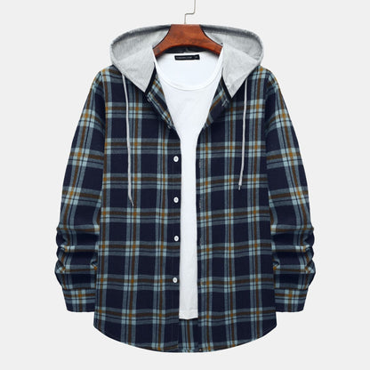 Damen Hoodie Kariertes Kapuzenhemd Baumwolle