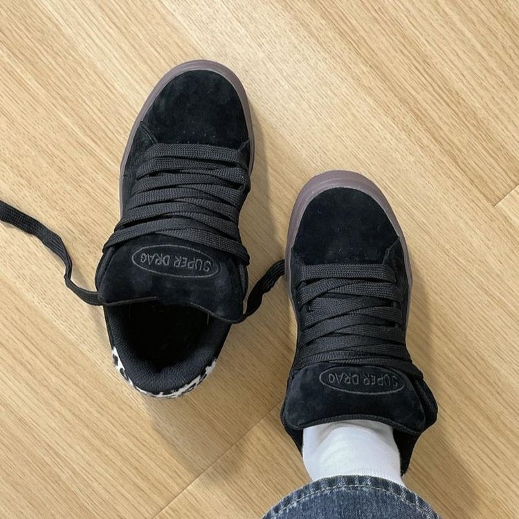 Damen Sneaker Veloursleder Schwarz Sportlich - Norvielle