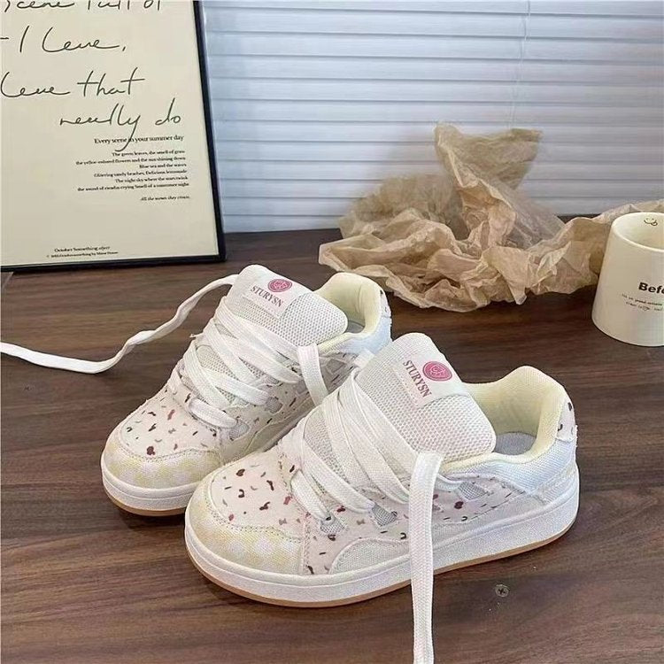 Damen Sneaker Sportlich Atmungsaktiv Blumenmotiv - Norvielle