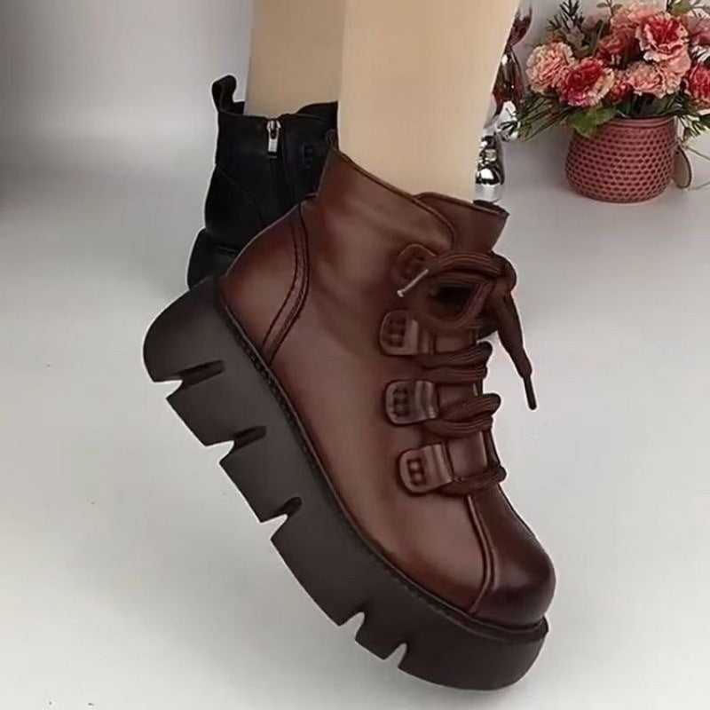 Damen Stiefeletten Warm Schnürstiefeletten Robuste Sohle - Norvielle