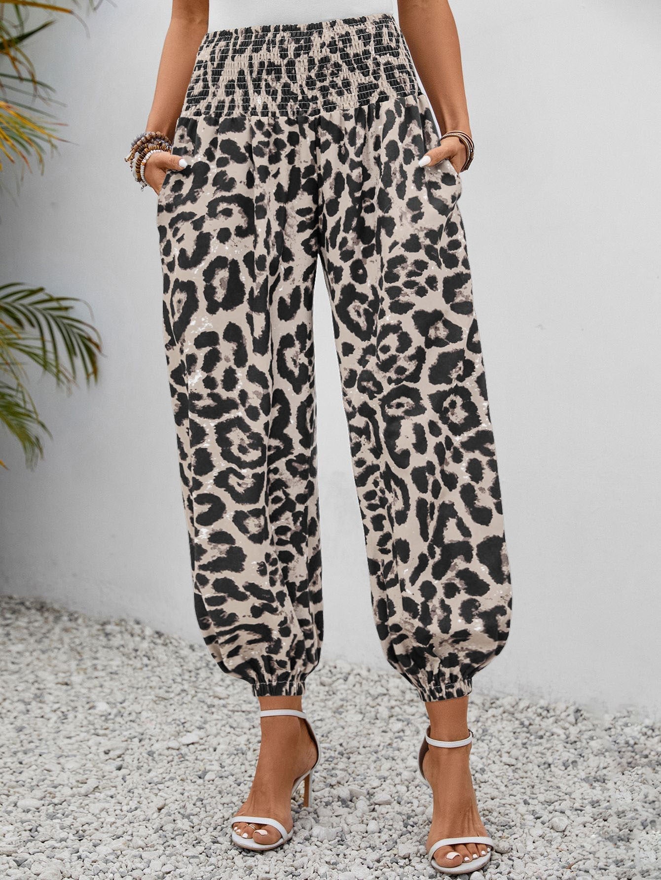Damen-Hosen Leopardenmuster Elegant Weite