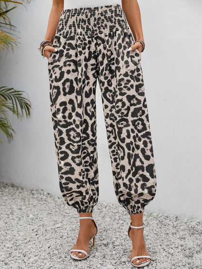 Damen-Hosen Leopardenmuster Elegant Weite