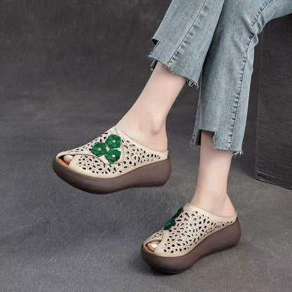 Damen Clogs Atmungsaktives Material Blumenapplikation Modern