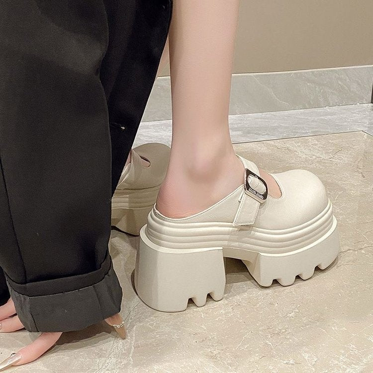 Damen Clogs Plateau Schnallenverschluss Modisch