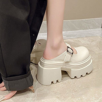 Damen Clogs Plateau Schnallenverschluss Modisch
