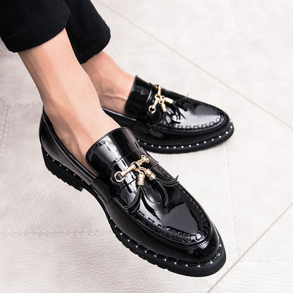 Damen Mokassins Elegante Goldene Nieten Schwarz - Norvielle