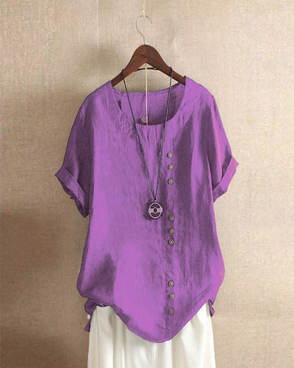 Damen Bluse Sommerleicht Lässig Mit Knöpfen