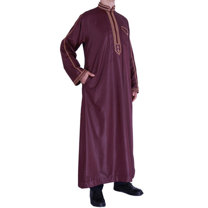 Herren Langmantel Elegant Stickerei Knöpfe