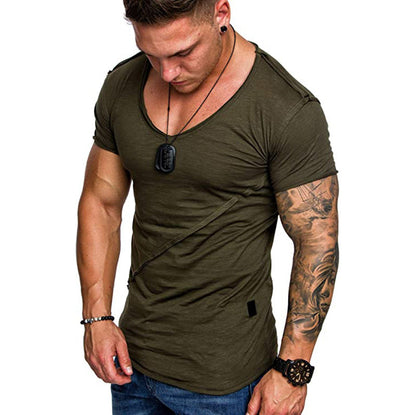 Herren T-Shirt V-Ausschnitt Strukturiert Hochwertig