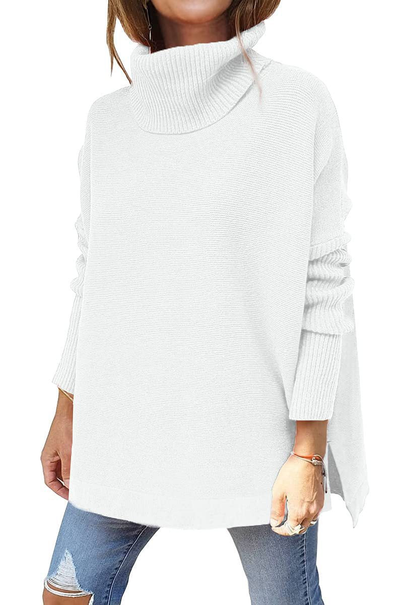 Damen Oversized Rollkragenpullover Großmasche Strick