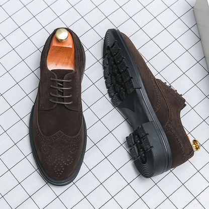 Herren Schnürschuhe Wildleder Elegant Lochmuster Schwarz - Norvielle