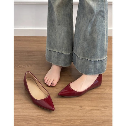 Damen Ballerinas Spitze Elegant Lack Schuhe Komfort