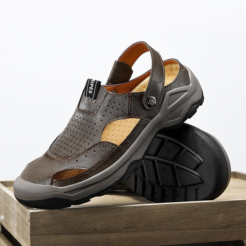 Damen Sandalen Leder Atmungsaktiv Sommerlich