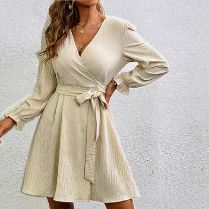 Damen Wickelkleid Voluminöse Ärmel Heidi Chic