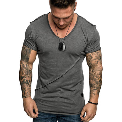 Herren T-Shirt V-Ausschnitt Strukturiert Hochwertig