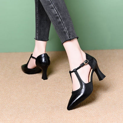 Damen High Heel Pumps Riemen Elegant Schwarz - Norvielle