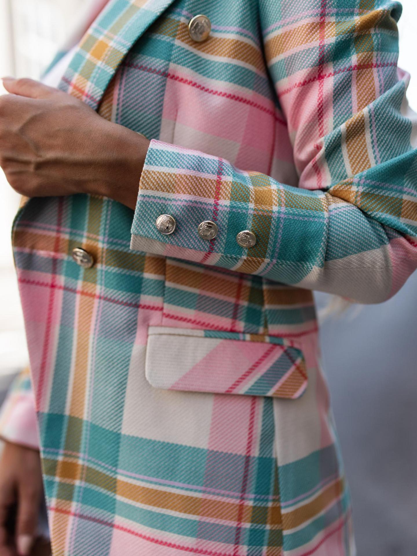 Damen Blazer Karierter Geschnürt Modern