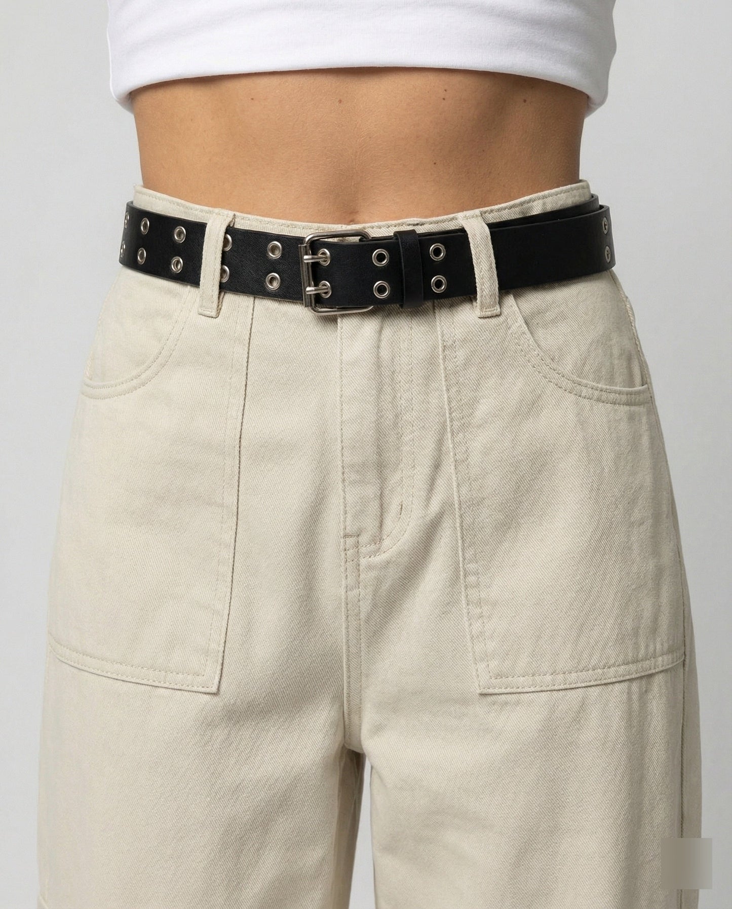 Damen Cargo-Hose Weitbein Großtaschen Gürtelschlaufen